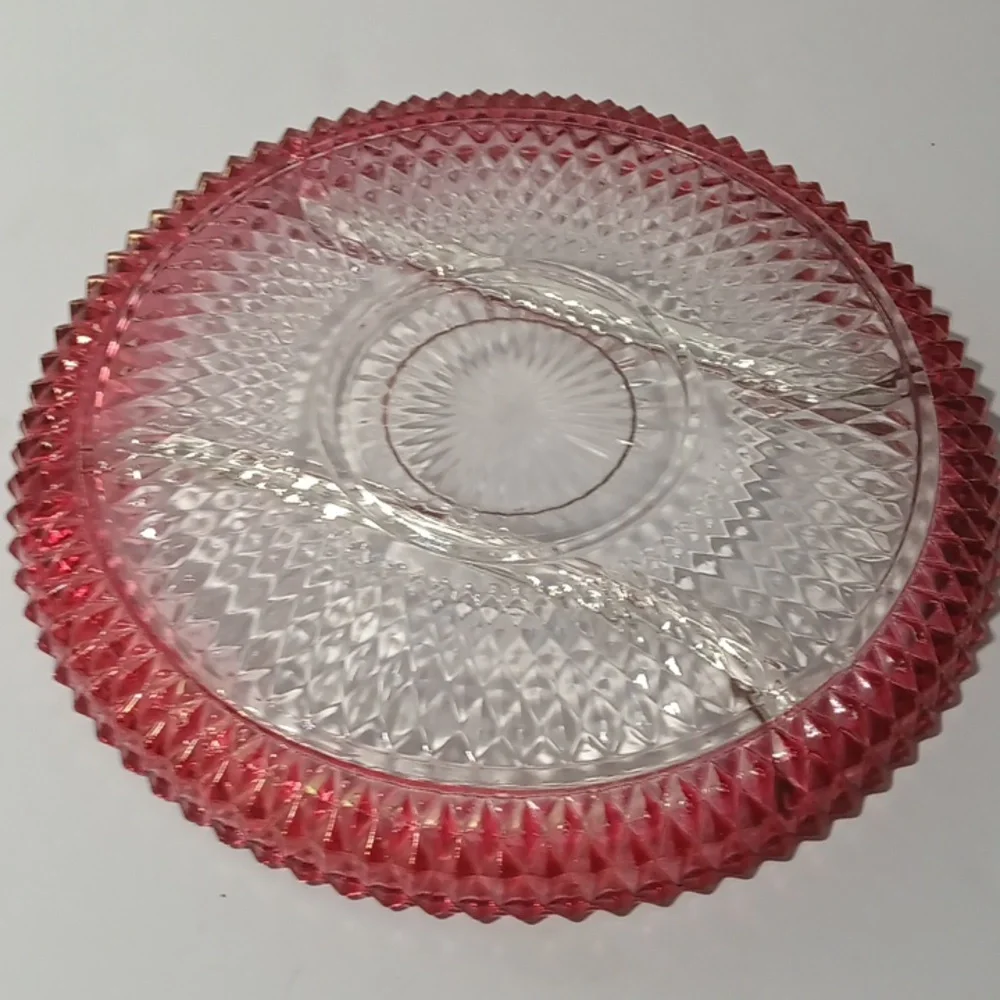 Vintage! Beautiful ruby red vintage Indiana relish tray.